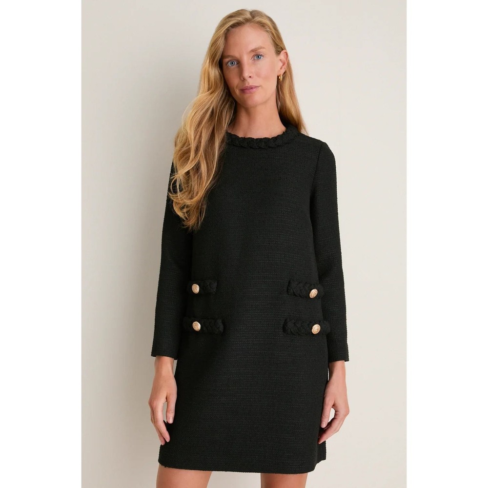 Tuckernuck Black Tweed Long Sleeve Jackie Dress Size Small New With Tags